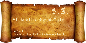Vitkovits Benjámin névjegykártya